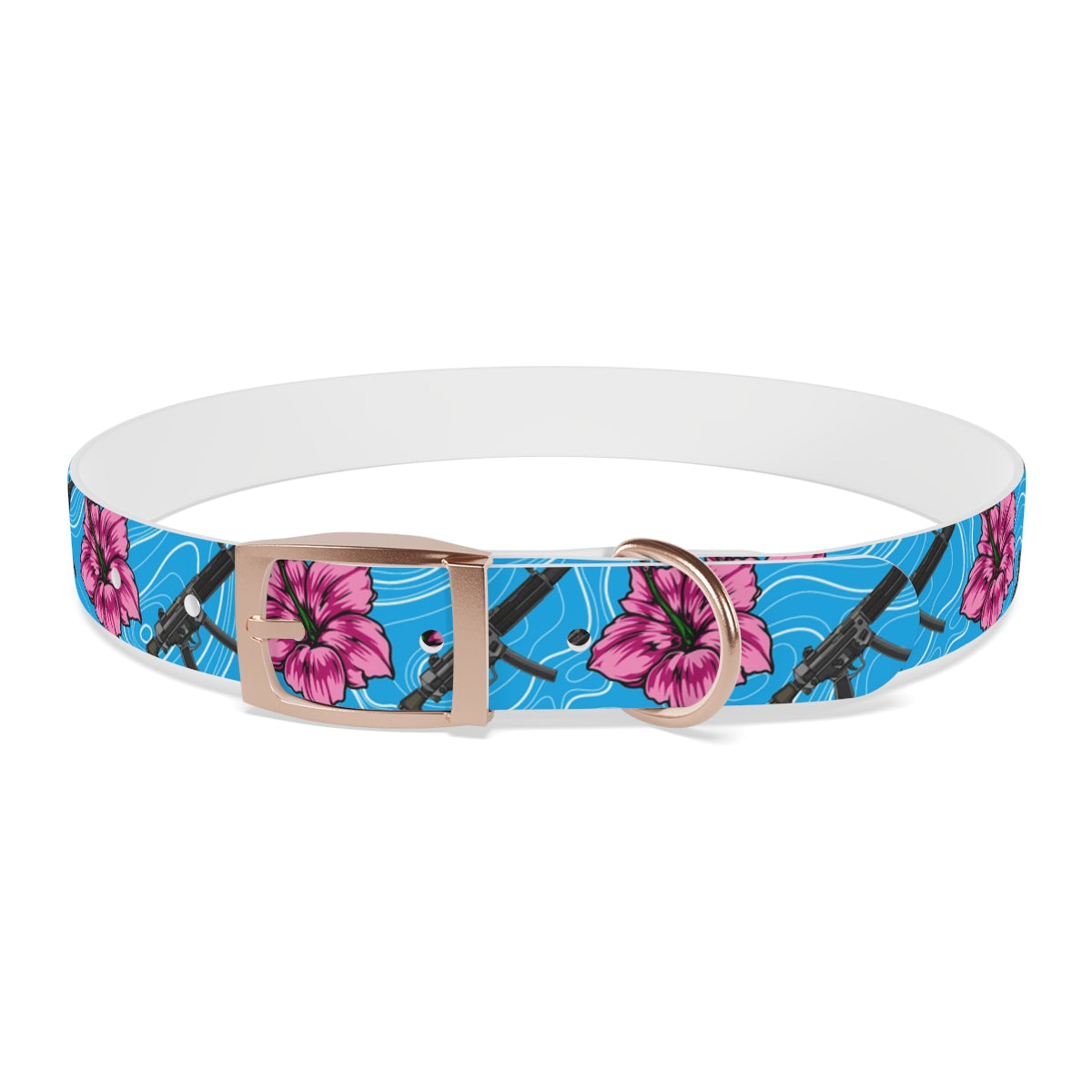 Rad Palm High Capacity Hibiscus Blue Dog Collar