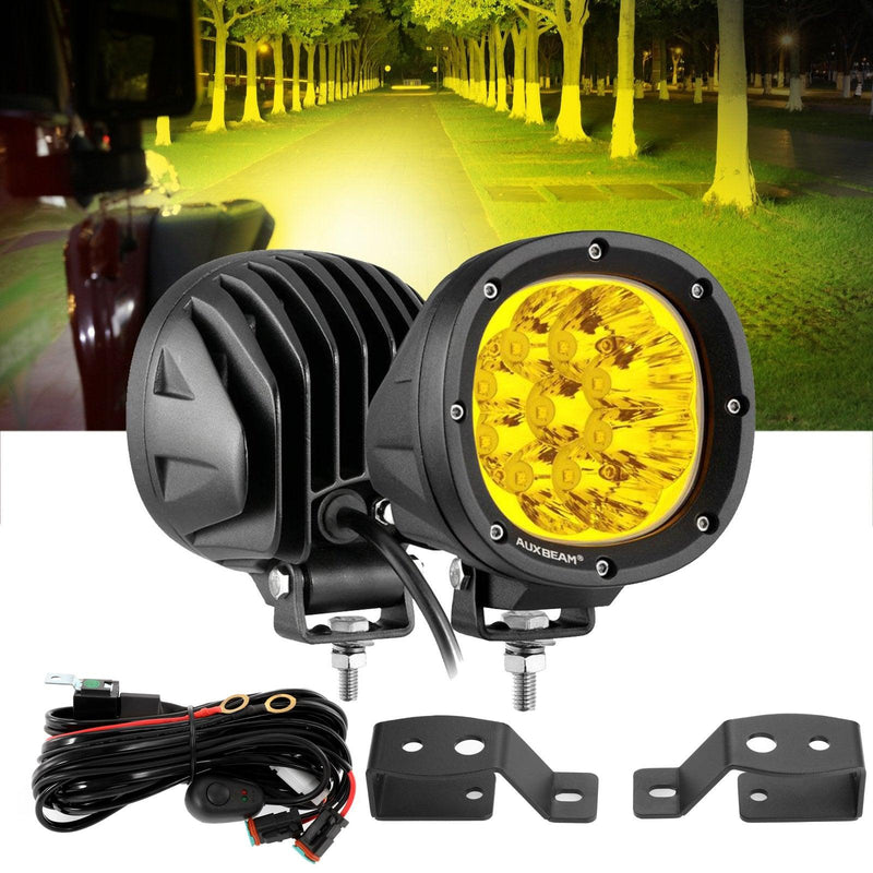 Load image into Gallery viewer, 4 Inch 90W Round LED Driving Lights Spot Yellow with A-Pillar Mounting Bracket For Ford Bronco 2/4 Door 2021 2022