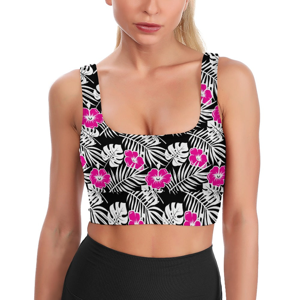 Pink on White Longline Bra Top