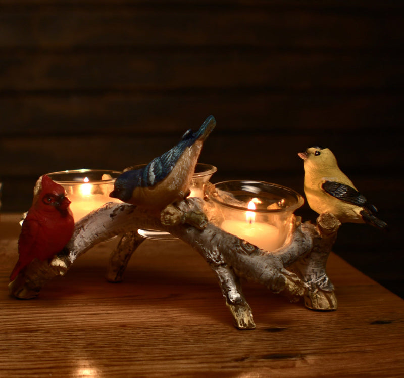 Load image into Gallery viewer, Candle Holder-Birch with Birds 3 Piece