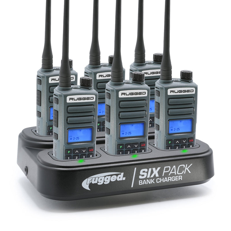 Load image into Gallery viewer, GMRS Handheld Radio and 6-Pack Bank Charger Bundle
