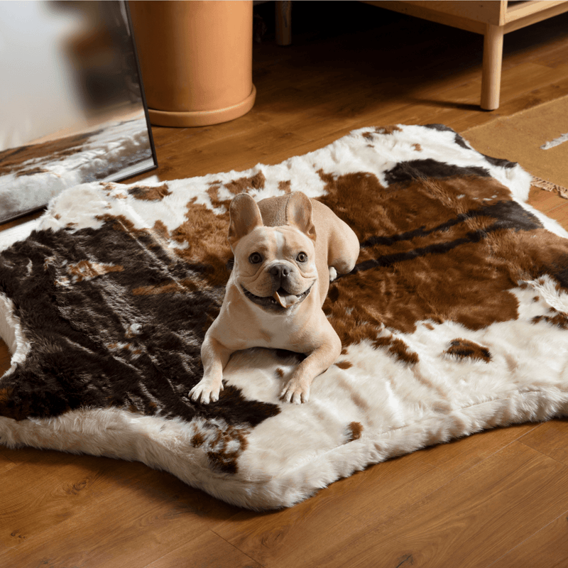 Load image into Gallery viewer, PupRug® Animal Print Memory Foam Dog Bed - Brown Faux Cowhide