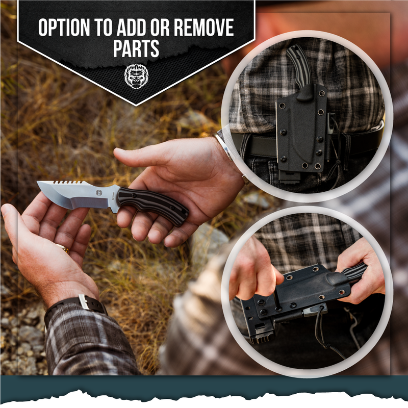 Load image into Gallery viewer, The Baby Tracker D2 Steel Bushcraft Survival Neck Knife Gift Set (Black and Gray)
