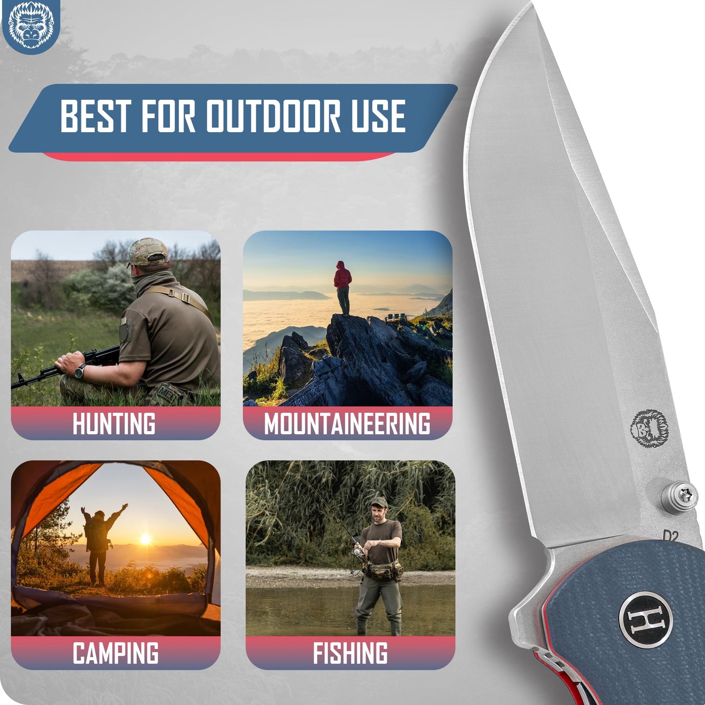 The Wrangler Folding Pocket Knife Giftset for Men and Women (Silver and Red)
