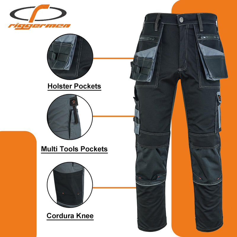 Load image into Gallery viewer, Riggermen Mens Work Pants Lightweight Cargo Tactical Trouser with Holster Pockets Relaxed Fit Safety Pants for Construction
