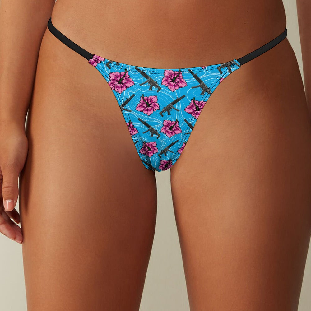 High Capacity Hibiscus Blue Thong
