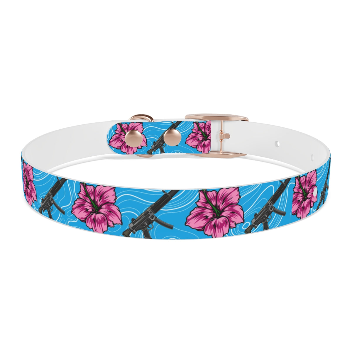 Rad Palm High Capacity Hibiscus Blue Dog Collar