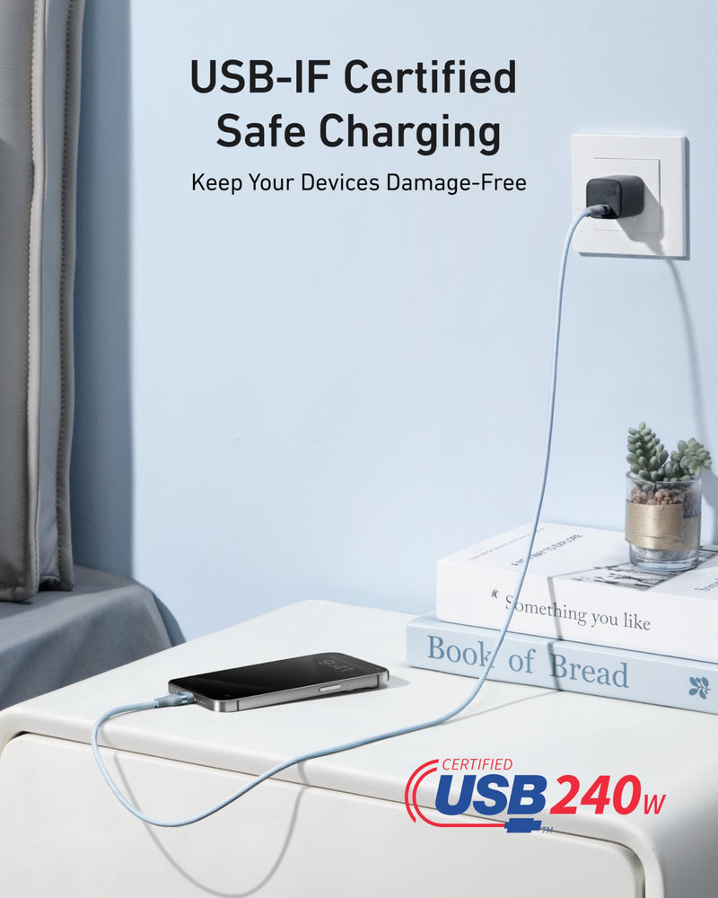 Load image into Gallery viewer, Anker USB-C to USB-C Cable (3 ft / 6 ft, 240W, Upcycled-Braided)
