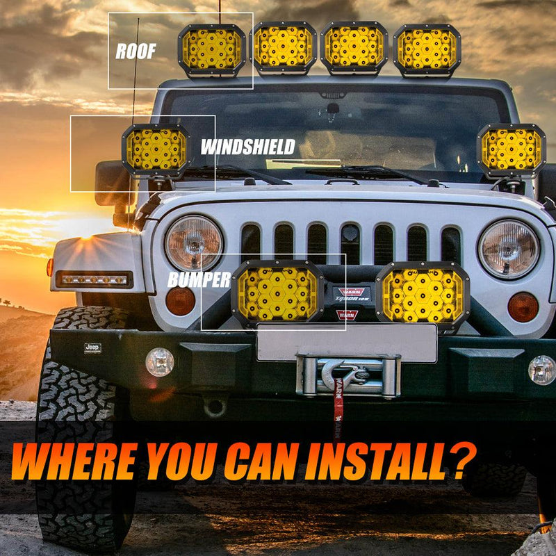 Load image into Gallery viewer, 7x5 Inch Rectangle LED Pods Amber Spot Driving Lights with DRL