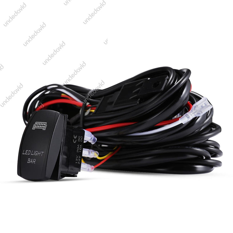 Load image into Gallery viewer, (2 Leads)LED Light Bar Rocker Switch with 3Pcs Switching Lines Wiring Loom Harness Kit with Fuse and Relay