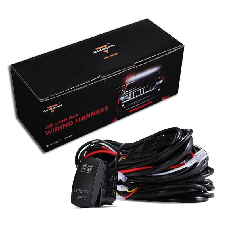 Load image into Gallery viewer, (2 Leads)LED Light Bar Rocker Switch with 3Pcs Switching Lines Wiring Loom Harness Kit with Fuse and Relay
