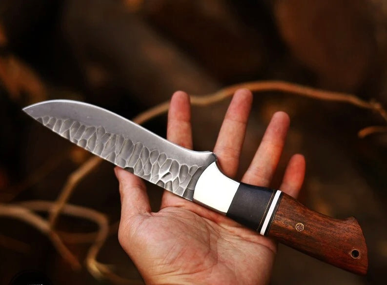 Load image into Gallery viewer, Best Knives for Hunting – 10" J2 Hand-Forged Steel Blade with Rosewood Handle & Leather Sheath