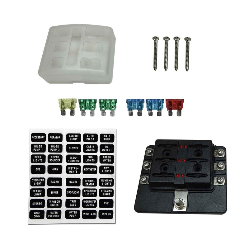 Load image into Gallery viewer, 6 Way 12V Circuit Screw Fuse Block - LED Indicators