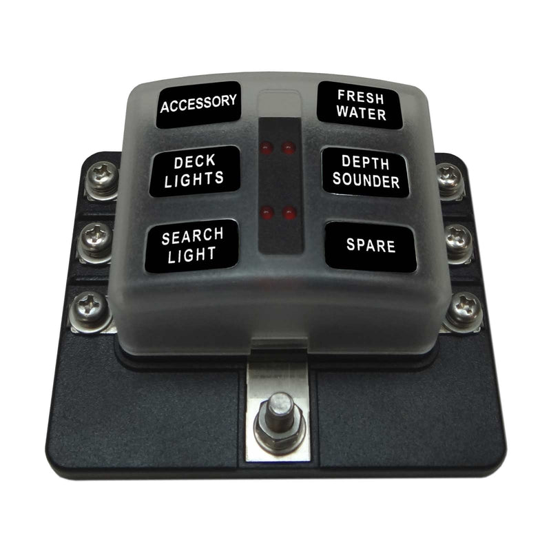 Load image into Gallery viewer, 6 Way 12V Circuit Screw Fuse Block - LED Indicators