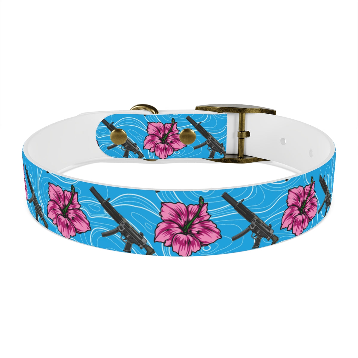 Rad Palm High Capacity Hibiscus Blue Dog Collar