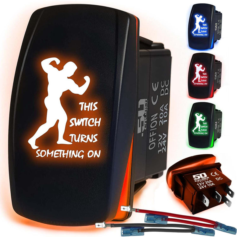Load image into Gallery viewer, Waterproof Funny Rocker Switch 12v ON/Off, LED Backlit with Etched Design w/Toggle Switch 12v - UTV, Auto, Boat 20A Variation