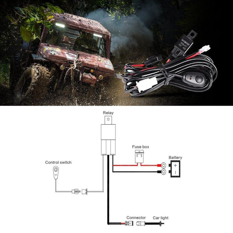 Load image into Gallery viewer, (1 Lead) LED Light Bar Wiring Harness Kit with Fuse Relay ON/Off Switch for LED Off-Road Driving Work Light