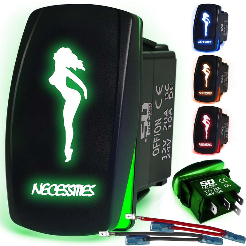 Load image into Gallery viewer, Waterproof Funny Rocker Switch 12v ON/Off, LED Backlit with Etched Design w/Toggle Switch 12v - UTV, Auto, Boat 20A Variation
