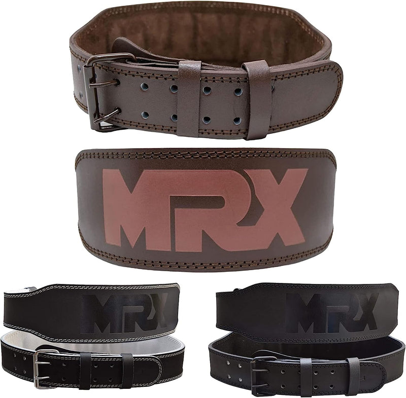 Load image into Gallery viewer, MRX Weight Lifting Belt Leather 4 Inches Wide Back Support Powerlifting Belts for Men Women