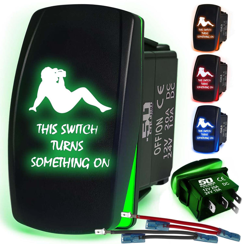 Load image into Gallery viewer, Waterproof Funny Rocker Switch 12v ON/Off, LED Backlit with Etched Design w/Toggle Switch 12v - UTV, Auto, Boat 20A Variation