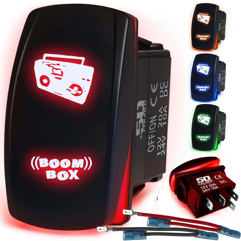 Load image into Gallery viewer, Waterproof Funny Rocker Switch 12v ON/Off, LED Backlit with Etched Design w/Toggle Switch 12v - UTV, Auto, Boat 20A Variation