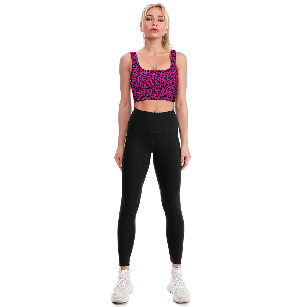 Pink Leopard Longline Bra Top