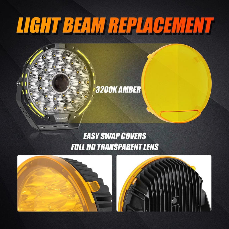 Load image into Gallery viewer, (2pcs/set) 9 Inch Round LED Driving Light Amber Cover Light Shield Cover