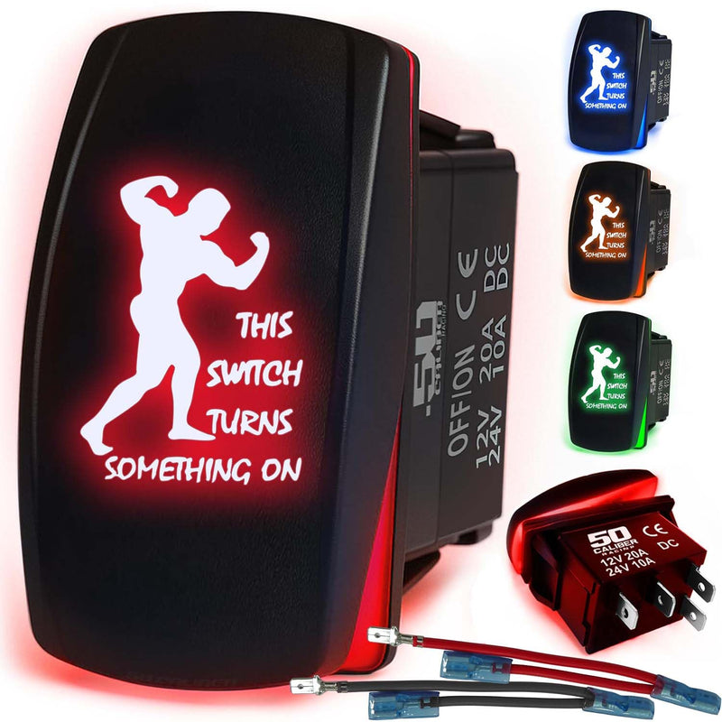 Load image into Gallery viewer, Waterproof Funny Rocker Switch 12v ON/Off, LED Backlit with Etched Design w/Toggle Switch 12v - UTV, Auto, Boat 20A Variation