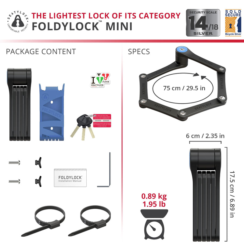 Load image into Gallery viewer, Seatylock Foldylock Mini The Lightest Certified Folding Bike Lock