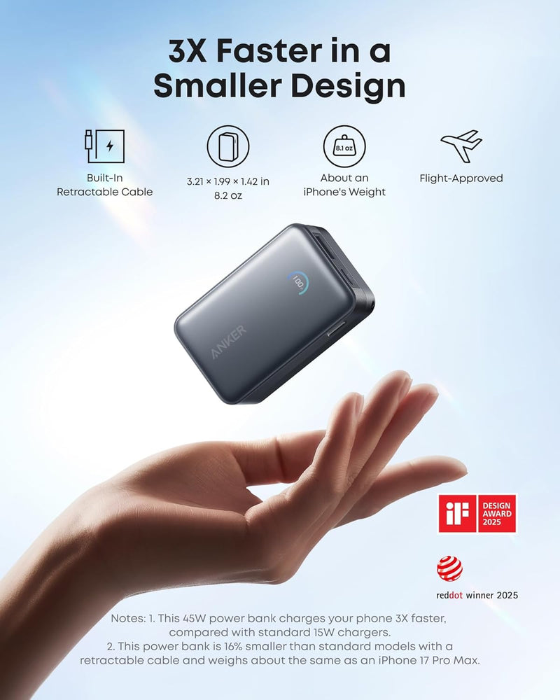 Load image into Gallery viewer, Anker Nano Power Bank (10K, 45W, Built-In Retractable USB-C Cable)