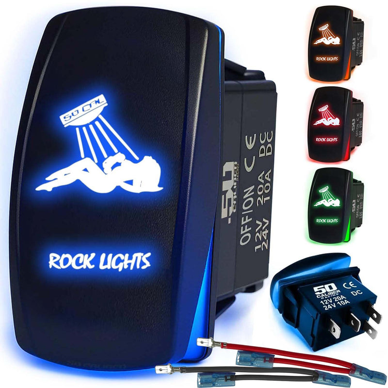 Load image into Gallery viewer, Waterproof Funny Rocker Switch 12v ON/Off, LED Backlit with Etched Design w/Toggle Switch 12v - UTV, Auto, Boat 20A Variation