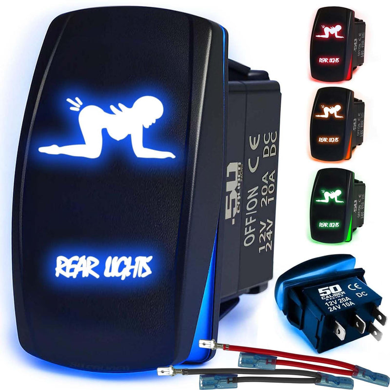 Load image into Gallery viewer, Waterproof Funny Rocker Switch 12v ON/Off, LED Backlit with Etched Design w/Toggle Switch 12v - UTV, Auto, Boat 20A Variation
