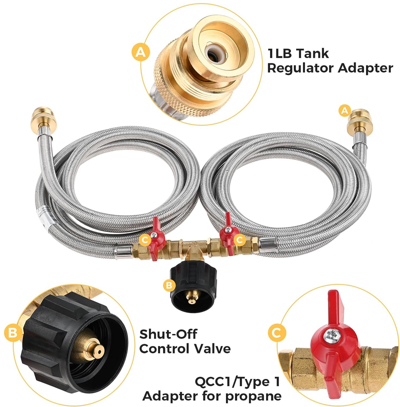 Load image into Gallery viewer, Propane Two Way Y Splitter Adapter Hose