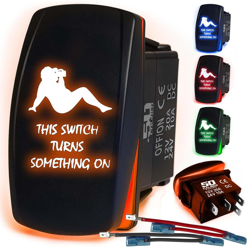 Load image into Gallery viewer, Waterproof Funny Rocker Switch 12v ON/Off, LED Backlit with Etched Design w/Toggle Switch 12v - UTV, Auto, Boat 20A Variation