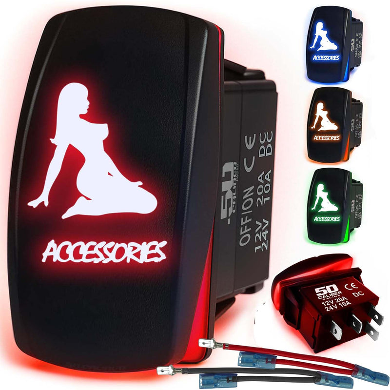 Load image into Gallery viewer, Waterproof Funny Rocker Switch 12v ON/Off, LED Backlit with Etched Design w/Toggle Switch 12v - UTV, Auto, Boat 20A Variation
