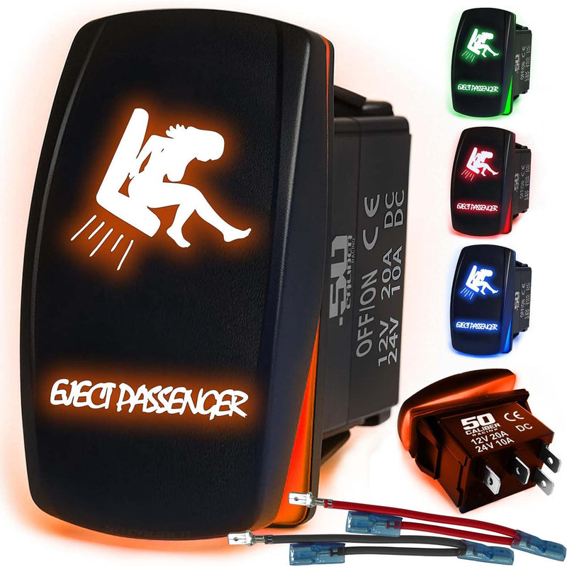 Load image into Gallery viewer, Waterproof Funny Rocker Switch 12v ON/Off, LED Backlit with Etched Design w/Toggle Switch 12v - UTV, Auto, Boat 20A Variation