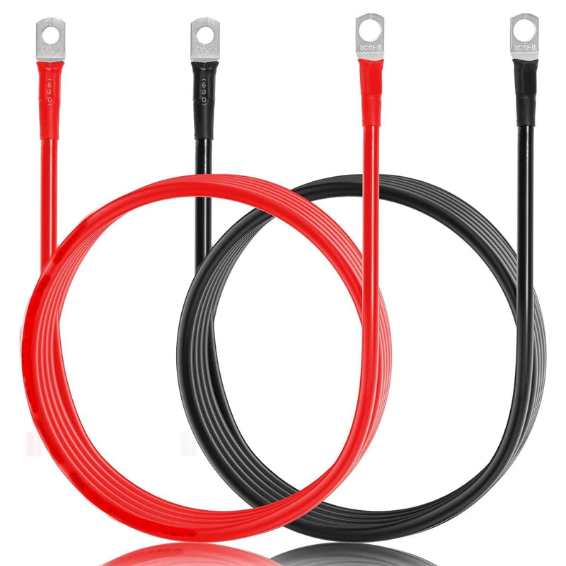 Load image into Gallery viewer, 7FT 7AWG Battery Cables Tinned Copper Ring Terminal Lugs Battery Wires