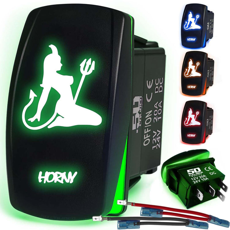 Load image into Gallery viewer, Waterproof Funny Rocker Switch 12v ON/Off, LED Backlit with Etched Design w/Toggle Switch 12v - UTV, Auto, Boat 20A Variation