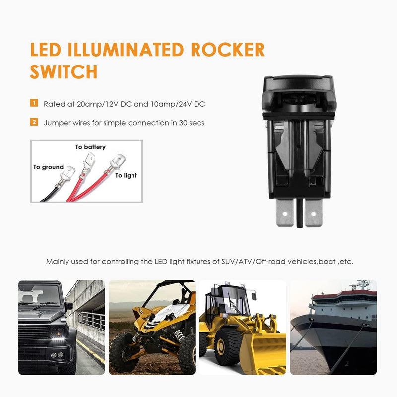 Load image into Gallery viewer, (2 Leads)LED Light Bar Rocker Switch with 3Pcs Switching Lines Wiring Loom Harness Kit with Fuse and Relay