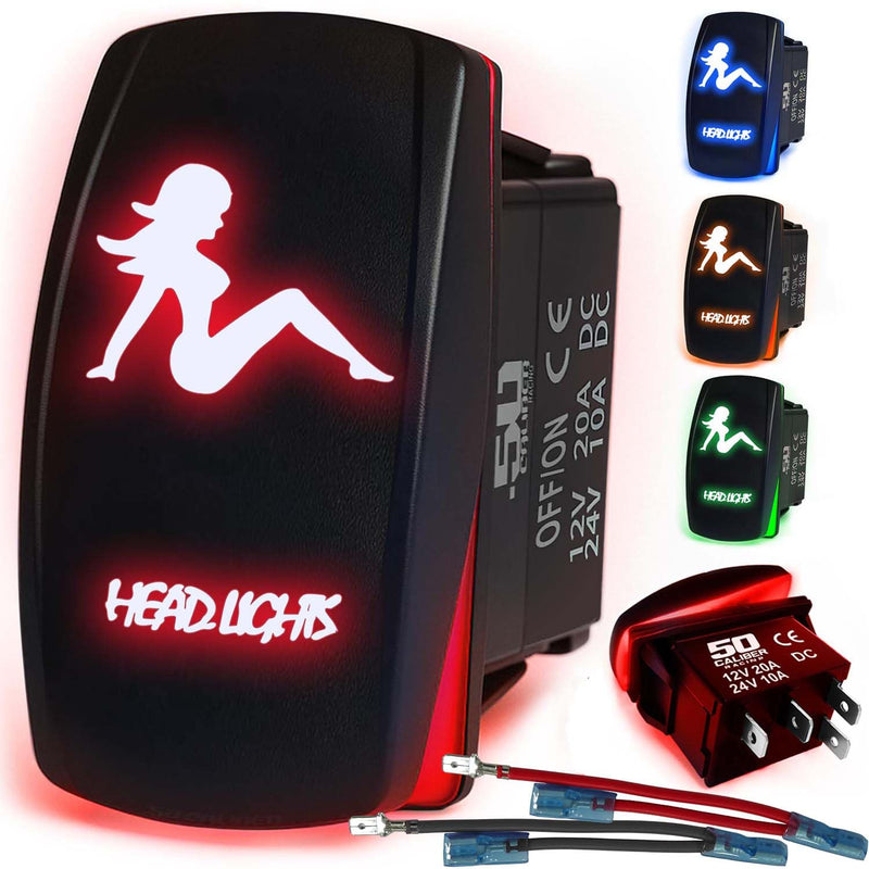 Load image into Gallery viewer, Waterproof Funny Rocker Switch 12v ON/Off, LED Backlit with Etched Design w/Toggle Switch 12v - UTV, Auto, Boat 20A Variation