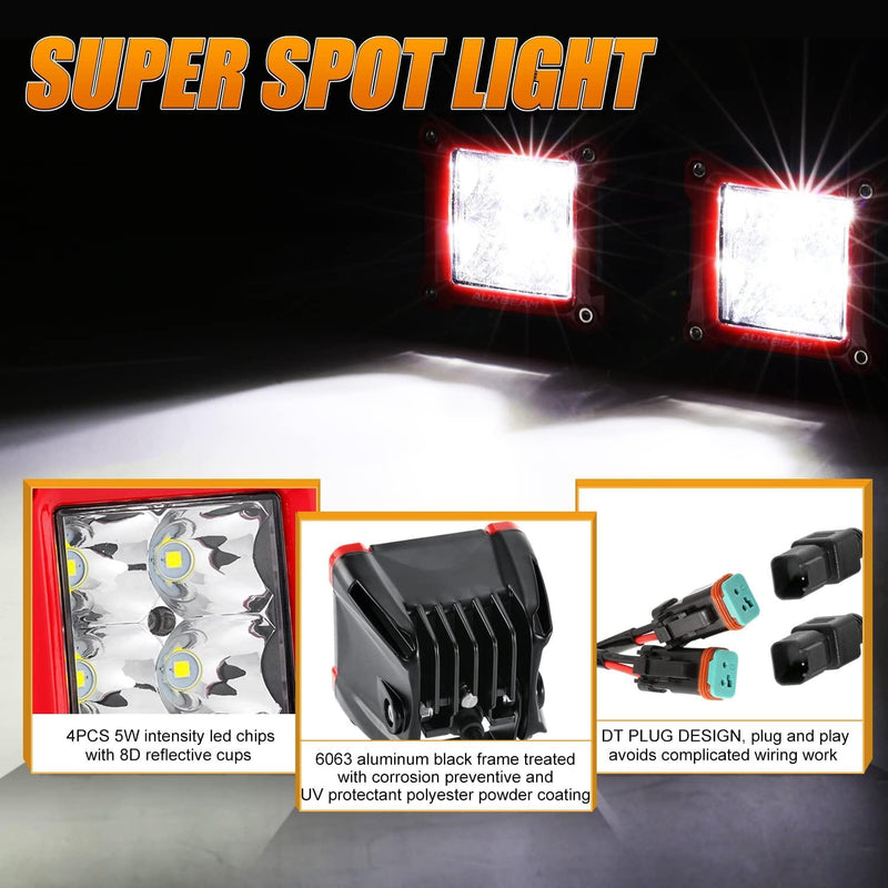 Load image into Gallery viewer, 3 Inch 40W Spot/Flood Beam LED Pods Light + Universal LED Working Lights Mounting Brackets