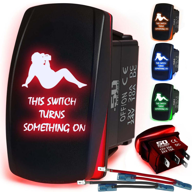 Load image into Gallery viewer, Waterproof Funny Rocker Switch 12v ON/Off, LED Backlit with Etched Design w/Toggle Switch 12v - UTV, Auto, Boat 20A Variation