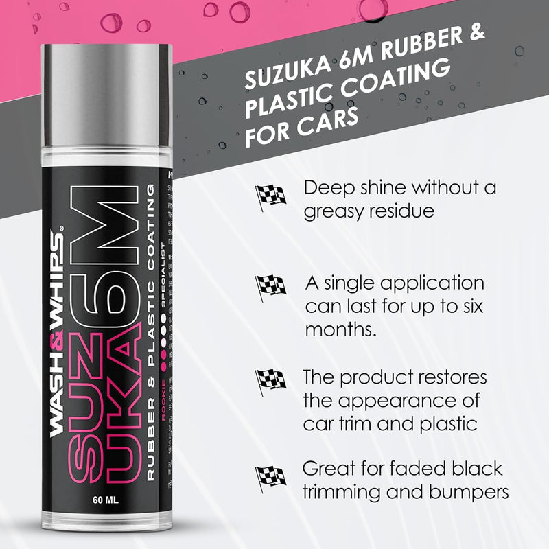 Load image into Gallery viewer, WASH&WHIPS Suzuka 6M Rubber & Plastic Coating for Cars, Restores and Brings Back Black - Concentrated Formula Non-Greasy, 60ml