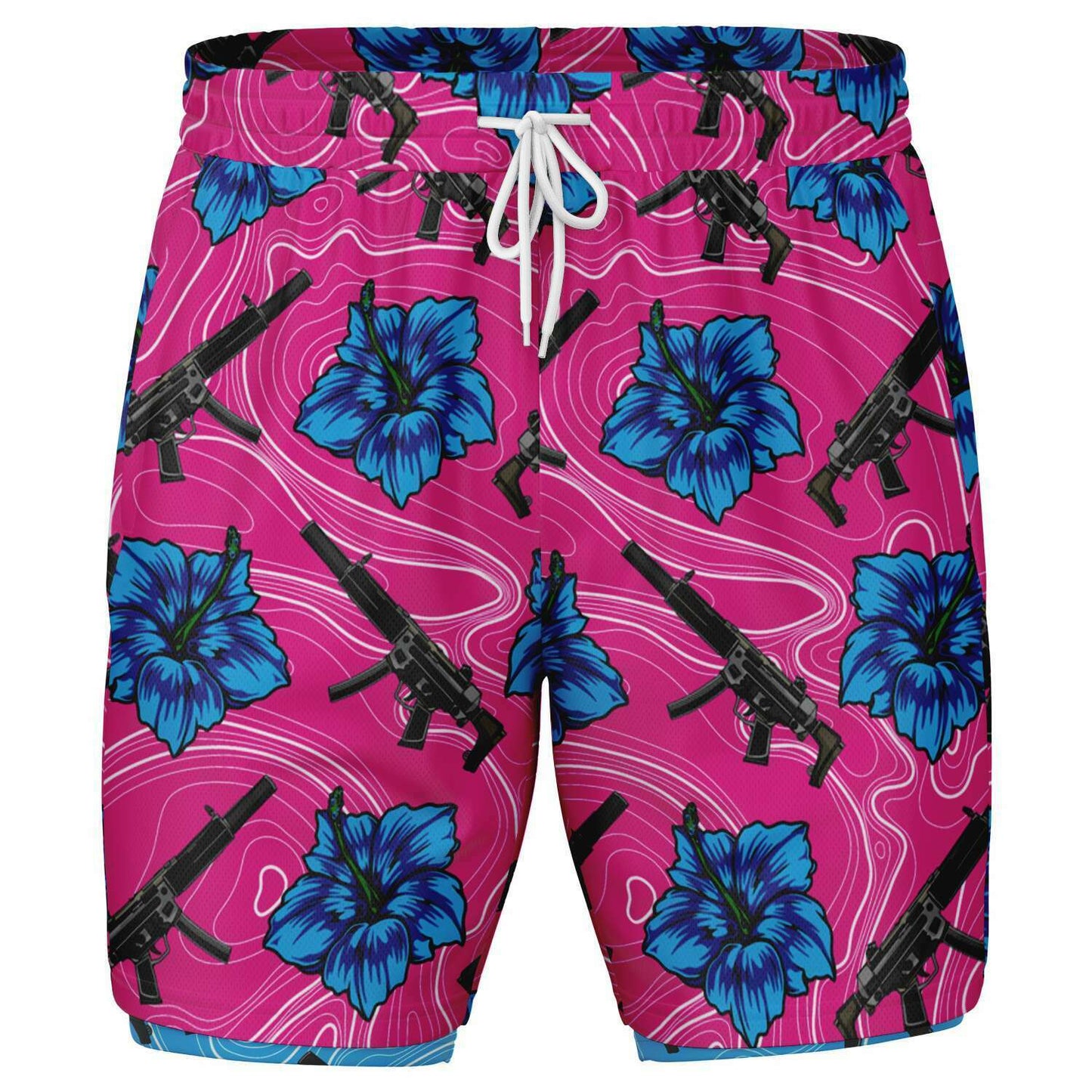 High Capacity Hibiscus Pink Men's 2-in-1 Shorts