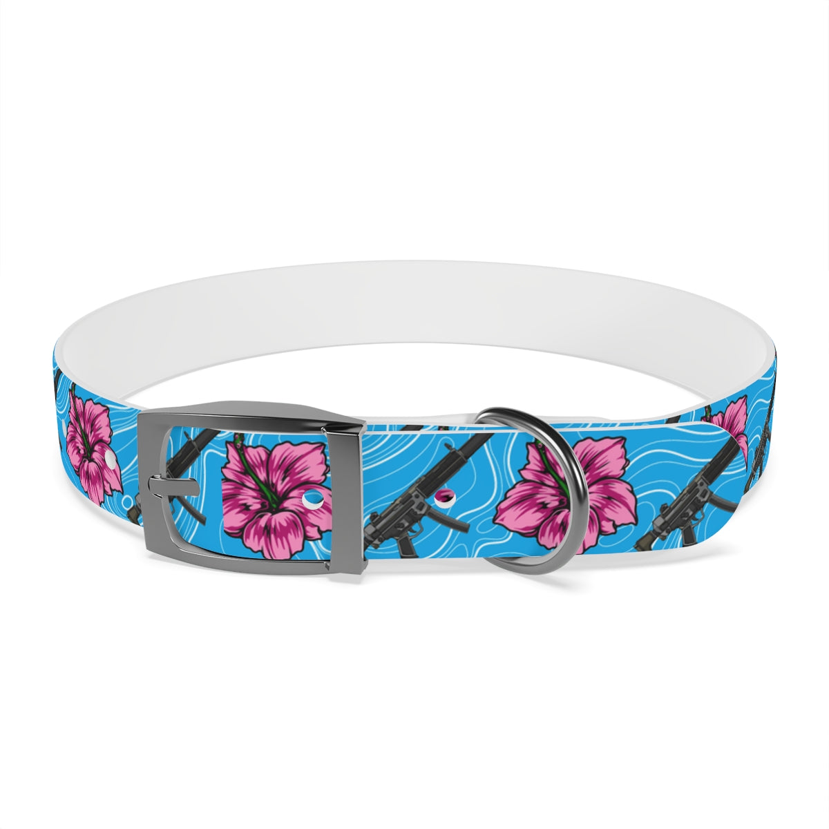 Rad Palm High Capacity Hibiscus Blue Dog Collar
