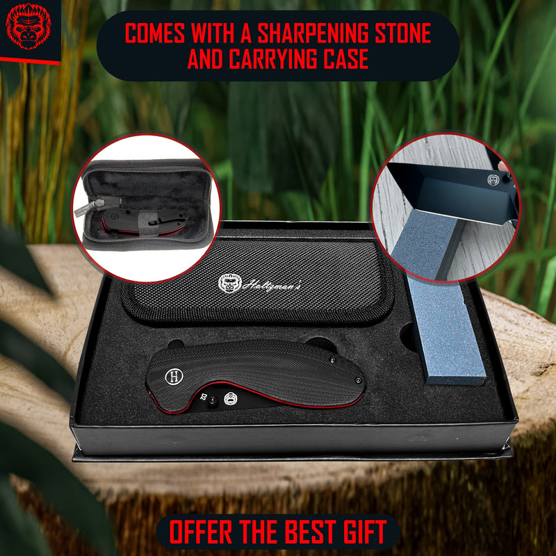 Load image into Gallery viewer, The Pioneer Folding Pocket Knife Giftset for Men and Women (Black and Orange)