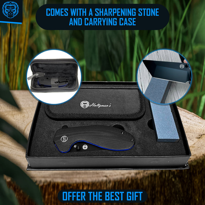 Load image into Gallery viewer, The Pioneer Folding Pocket Knife Giftset for Men and Women (Black and Blue)