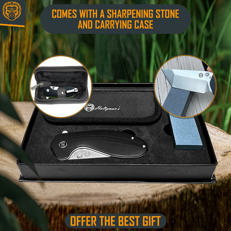 Load image into Gallery viewer, The Pioneer Folding Pocket Knife Giftset for Men and Women (Silver and Black)