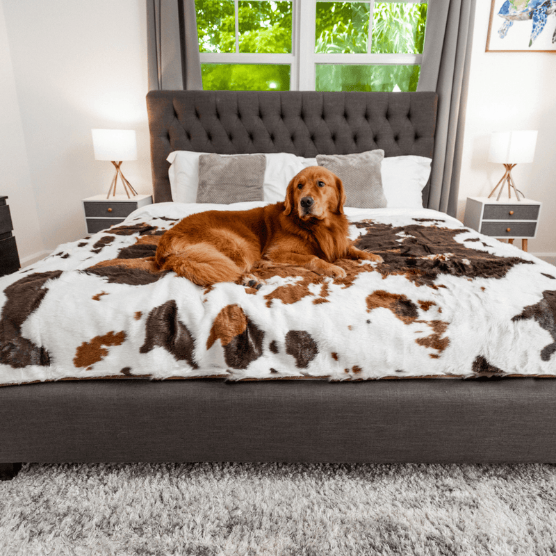 Load image into Gallery viewer, PupProtector™ Waterproof Throw Blanket - Brown Faux Cowhide