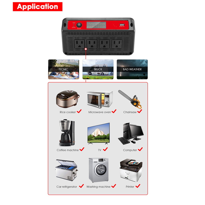Load image into Gallery viewer, ACOPOWER 1500W 12V Pure Sine Wave Inverter